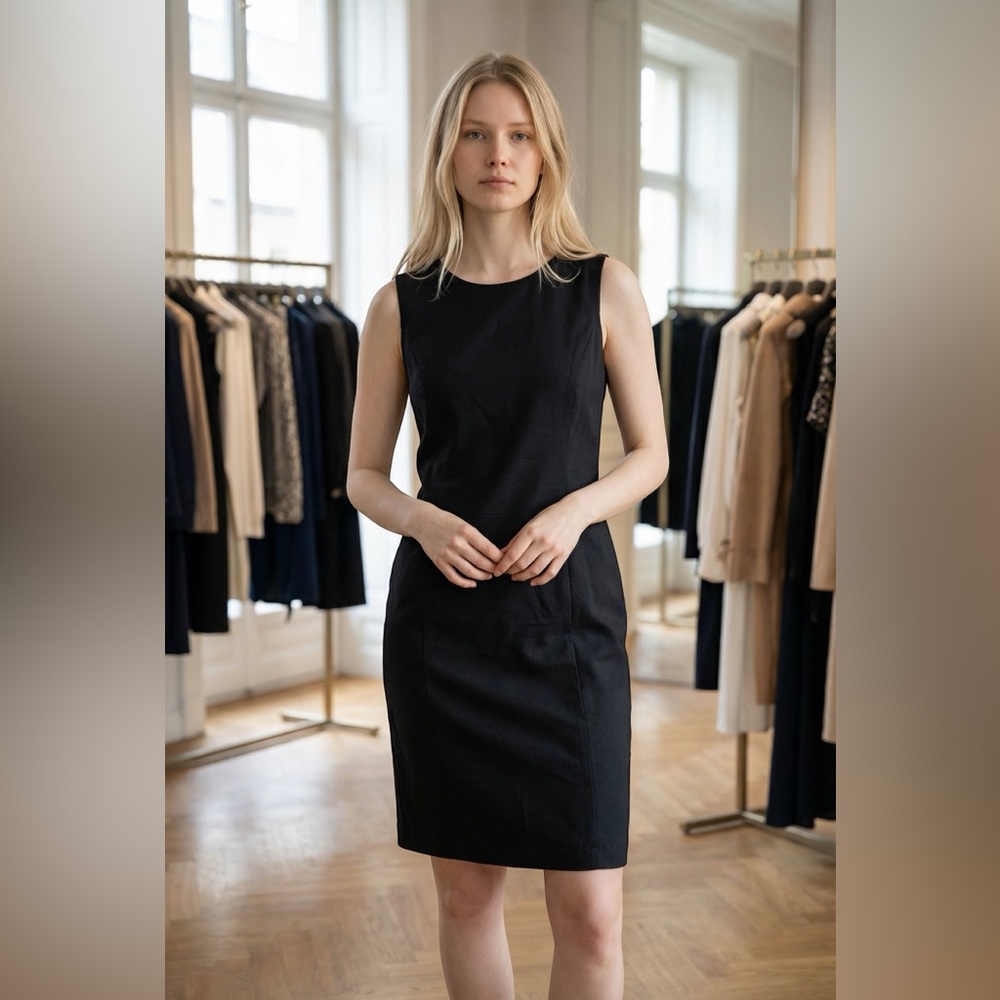 Josephine Chaus Black Sleeveless Midi Sheath Dress